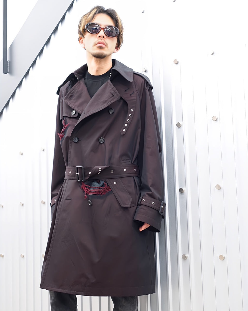 TAKAHIROMIYASHITA THE SOLOIST(タカヒロミヤシタ ザ ソロイスト)- back gusset sleeve double  breasted trench coat.- Amanojak.