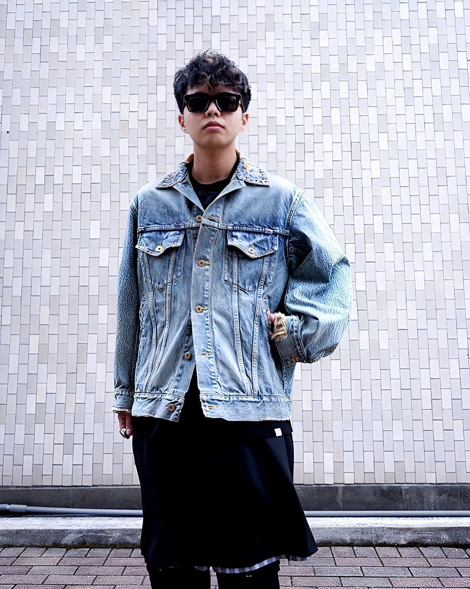 kolor / BEACON(カラービーコン)STUDS DAMAGE DENIM JACKET -Amanojak.