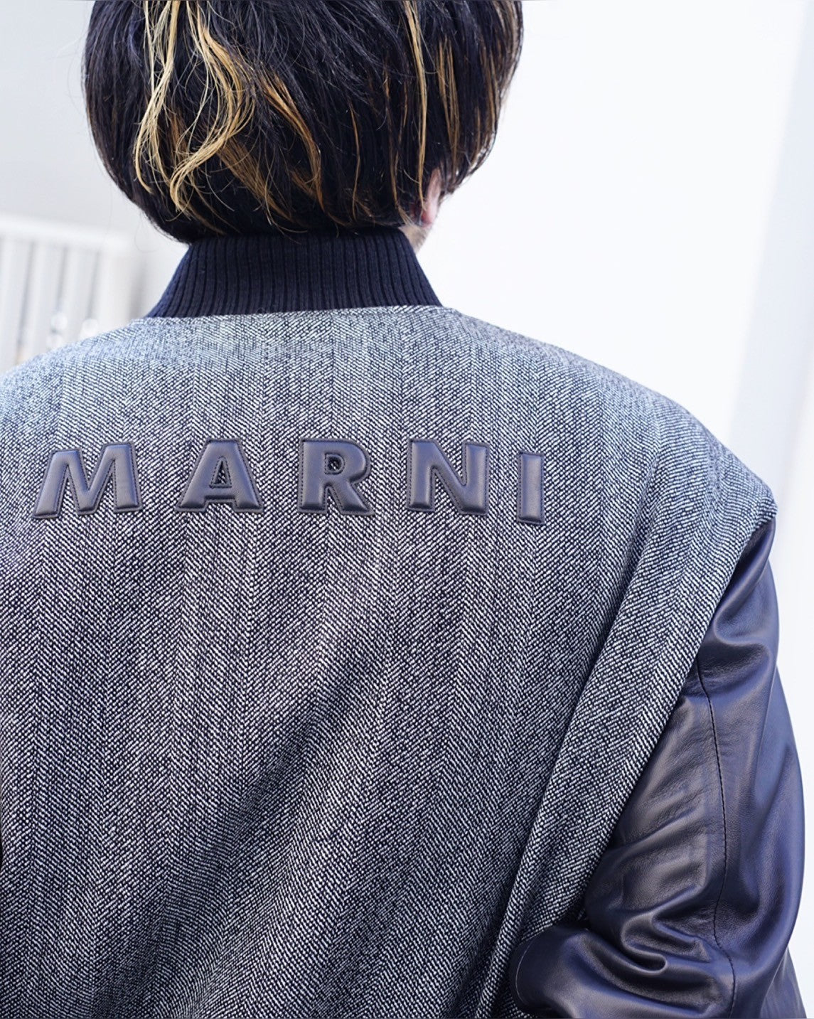 MARNI(マルニ)-LAMB LEATHER/WOOL BACK LOGO AWARD JACKET -Amanojak.