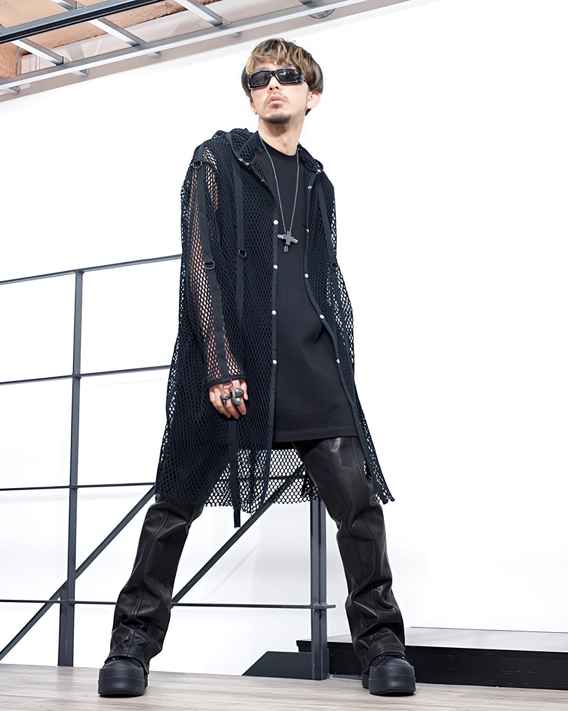 blackmeans(ブラックミーンズ)-BACK ZIP SHOE CUT LEATHER PANTS-Amanojak.